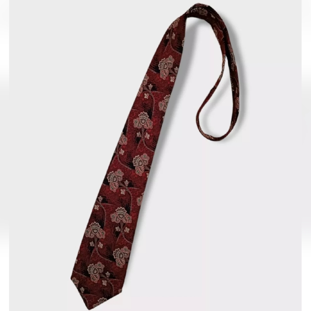 VITALIANO PANCALDI VINTAGE Burgundy Paisley Silk LUXURY Tie ITALY